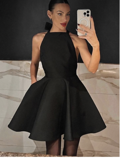 Black Prom Dresses High Neck Short Length