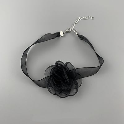 Aesthetic black camellia choker