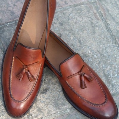 Brown classic men tassel loafers dress wedding shoes