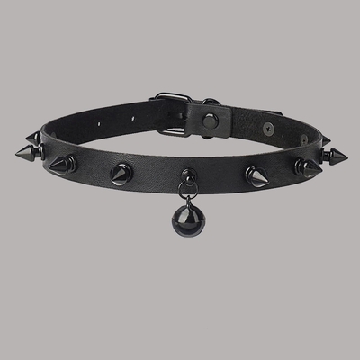 Black rivet bell choker