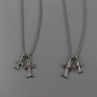 Double cross aesthetic necklace - Thumbnail 1