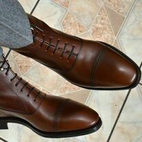 Handmade Wing Toe Leather Boot, Brown Ankle High Dress Casual Jeans Boots