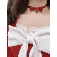 Velvet knot bow bell choker - Thumbnail 4