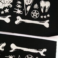Crow Skulls & Bones Necronomicon Horror Goth Sew-on Patches - Thumbnail 2