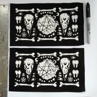 Crow Skulls & Bones Necronomicon Horror Goth Sew-on Patches - Thumbnail 1