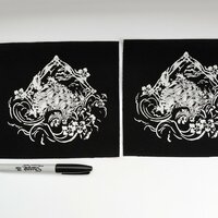 Turtle with Waves & Frame Japanese Sew-on Patches - Thumbnail 1