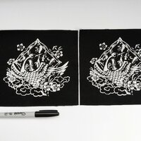 Japanese Crane with Bamboo & Flowers Sew-on Patches - Thumbnail 2