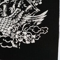 Japanese Crane with Bamboo & Flowers Sew-on Patches - Thumbnail 4