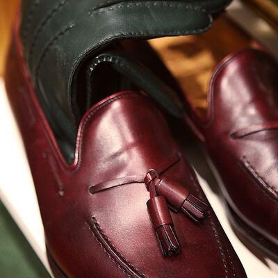 Handmade burgundy loafers slips on moccasin dress formal handmade shoes