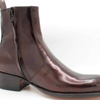 Crafted Leather Brown Patent Leather Ankle High Side Zipper Jodhpur Boot - Thumbnail 1