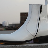 Crafted Leather White Patent Leather Ankle High Side Zipper Jodhpur Boot - Thumbnail 2