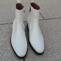 Crafted Leather White Patent Leather Ankle High Side Zipper Jodhpur Boot - Thumbnail 4