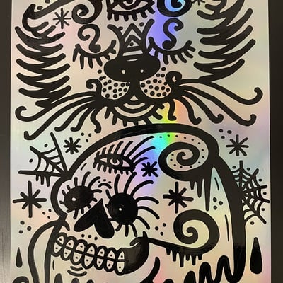 Cat skull holographic 