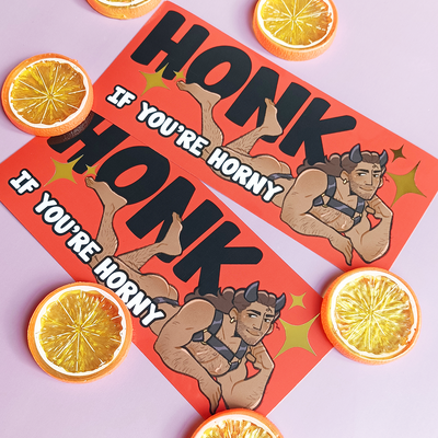 Honk if you're h*rny (boy) (bumper sticker)