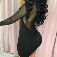 Temperament Mesh Spliced Black Dress - Thumbnail 1