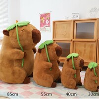 Capybara Plush Toy Doll With Lotus Leaf - Thumbnail 3