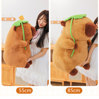 Capybara Plush Toy Doll With Lotus Leaf - Thumbnail 6