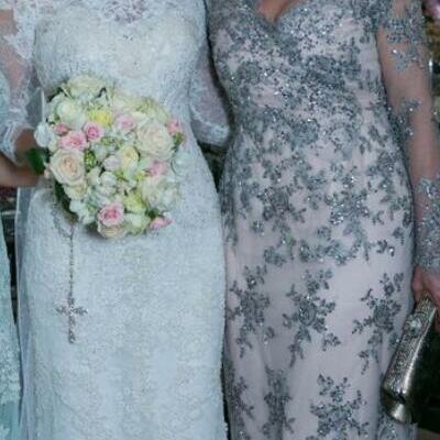 Luxury sheath mother of the bride/groom dresses lace appliques wedding guest dress evening formal dress