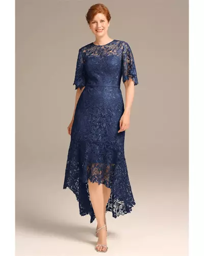 Royal Blue Mother Of The Bride/Groom Dresses Lace Hi-lo Wedding Guest Dress Evening Formal Dress