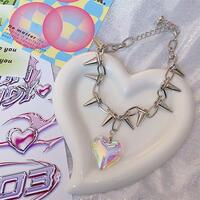 Punk rivet heart necklace - Thumbnail 2