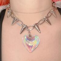 Punk rivet heart necklace - Thumbnail 3
