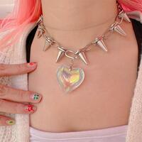 Punk rivet heart necklace - Thumbnail 4