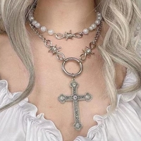 Goth angel pearl necklace set - Thumbnail 1