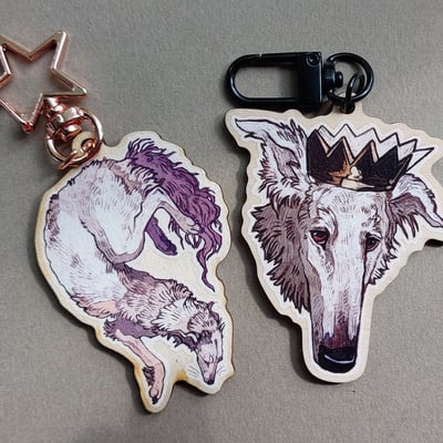 Wooden/acrylic charms: borzoi
