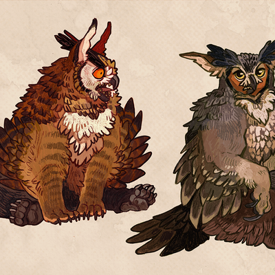 Wooden/acrylic charms: owlbears
