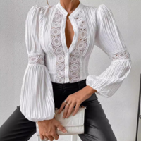 Long Sleeved Women'S White Lace Shirt - Thumbnail 1
