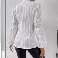 Long Sleeved Women'S White Lace Shirt - Thumbnail 2