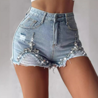 Casual Women'S Blue Hot Diamond Shorts - Thumbnail 1
