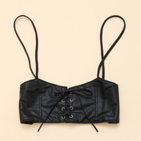Elastic Black Strap Lace Up Corset Belt - Thumbnail 1