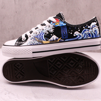 New style sea wave sunrise hand-painted canvas shoes - Thumbnail 4