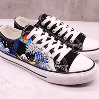 New style sea wave sunrise hand-painted canvas shoes - Thumbnail 5