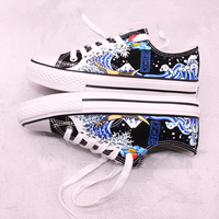 New style sea wave sunrise hand-painted canvas shoes - Thumbnail 6