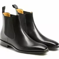 New Handmade Men's Black Leather Chelsea Boots Chiseled Toe Dress Formal Shoes - Thumbnail 4