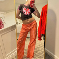 Y2K WIDE LEG STRIPED PANT   - Thumbnail 1