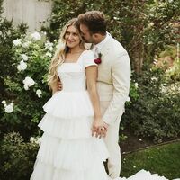 Ball Gown Tiered Wedding Dresses  Train Bridal Dress - Thumbnail 1