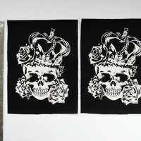 Queen of Hearts Skull with Crown & Roses Goth Punk Sew-on Patches - Thumbnail 1