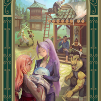 Reincarnated as a Slime Art Print | Gold Metallic Ink | Rimiru Tempest | Isekai Tarot Collector Print - Thumbnail 3