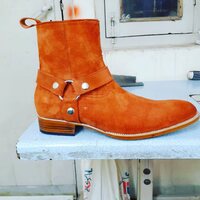Crafted Leather Handmade Tan Color Suede Fashion Jodhpur Ankle Style Boot - Thumbnail 2
