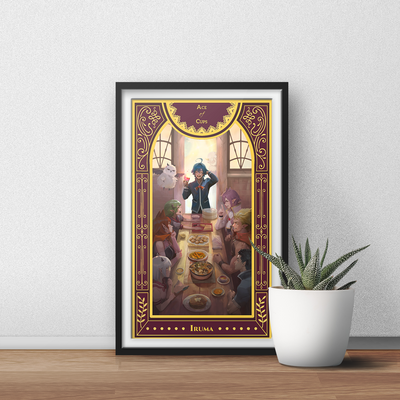 Iruma-kun art print | gold metallic ink welcome to demon school! iruma-kun painting | isekai tarot collector print 