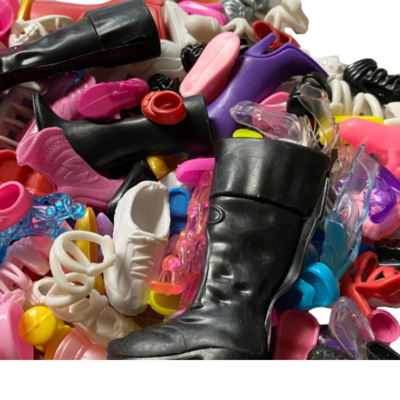 50 pairs of mix lot fashion doll shoes-boots, sandals, heels, etc.