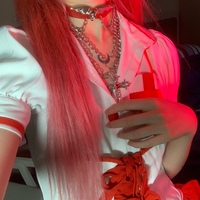 Y2k red diamond cross necklace - Thumbnail 1