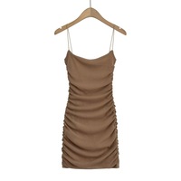 Sexy pleated A-line hip skirt silver elastic slim camisole hot girl dress - Thumbnail 2