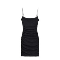 Sexy pleated A-line hip skirt silver elastic slim camisole hot girl dress - Thumbnail 5