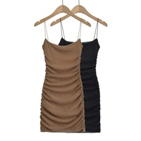 Sexy pleated A-line hip skirt silver elastic slim camisole hot girl dress - Thumbnail 6