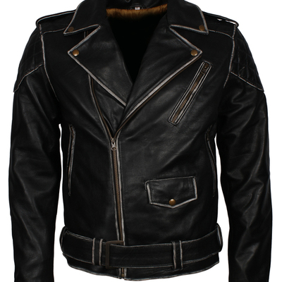 Handmade men’s leather biker jacket in black, slim fit fashion biker jacket for