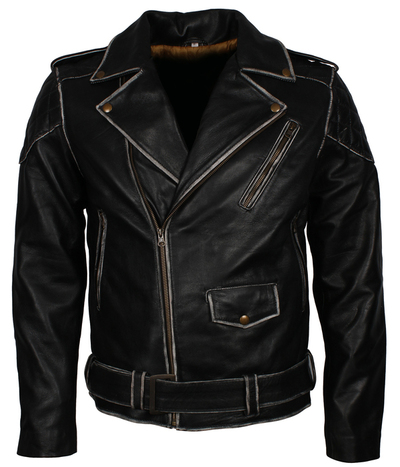 Handmade Men’s Leather Biker Jacket in Black, Slim Fit Fashion Biker Jacket For